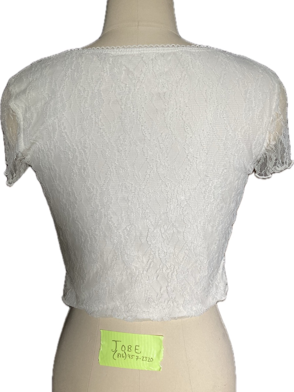 SHEIN White Lace Square-Neck Cropped Top with Yellow Rosette - Picture 3 of 3